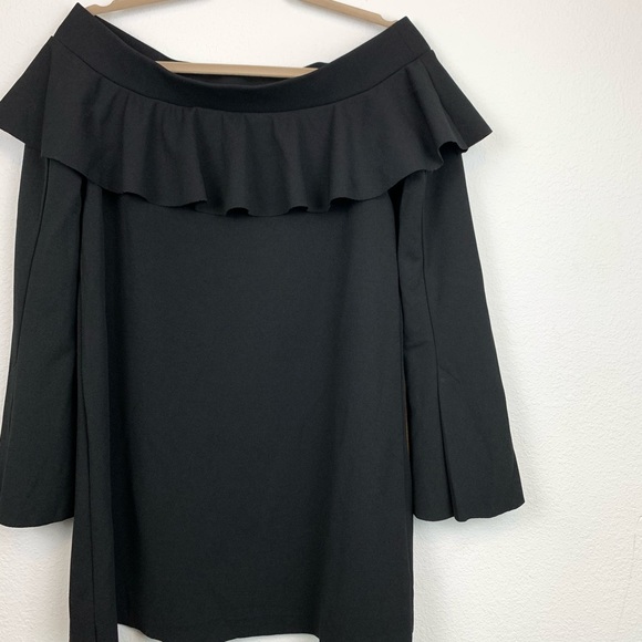 Zara Basics women’s black ruffle off shoulder top - Picture 2 of 7